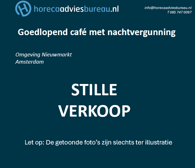 Café ter overname in Noord-Holland — Cafe met avondvergunning omgeving Nieuwmarkt