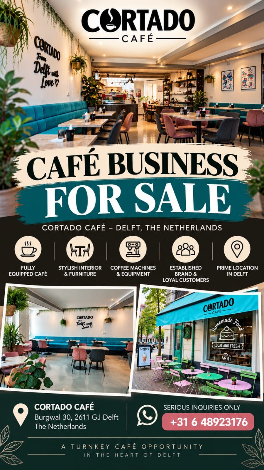 Café ter overname in Delft, Zuid-Holland — Sfeervolle Lunchroom & Espressobar in Hartje Delft
